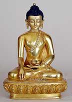 Statue Shakyamuni Buddha, 05.5 inch, Fully Gold Plated